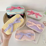 Popxstar INS Style Korean Fabric Craft Pencil Case Minimalist Bowknot Buggy Bag Student Stationery Bag Desktop Storage Bag