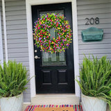 Popxstar spring decor 40cm Artificial Wildflower Wreath Handmade Colorful Spring Summer Floral Garland Background Wall Window Front Door Wedding Decor