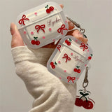Popxstar Kawaii Cute Cherry Bowknot Clear Headphones Protective Shell Soft Cover For AirPods 1 2 3 With Pendant Case For AirPods Pro 2
