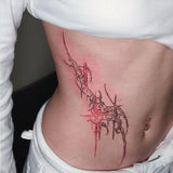 Sexy Temporary Tattoos for Woman Man Thistles Thorns Color Tattoo Sticker Hotwife Abdomen Red Star Waterproof Fake Tattoo