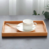 Popxstar  Solid Color Wooden Rectangular Dinner Plate Western Food Rectangular Square Snack Dessert Serving Tray Restaurant Bar Household