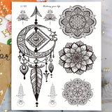 Popxstar  2pcs Black Mandala Tattoo Stickers for Girls, Black Lace Lotus Tattoo Mandala Flower Fake Jewelry Pendant Pattern
