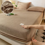 Popxstar Soft Plush Warm Mattress Cover Winter Velvet Material Fitted Sheet Thickened Warm Bed Cover Mattress Protector Multiple Sizes