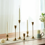 Popxstar 3pc Candlestick Holders Kit Brass Gold Candlestick Set Candle Holders Decorative Candlestick Stand for Wedding Party Dinning