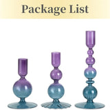 Popxstar 3Pcs Glass Candlestick Holders Glass Taper Candle Holders Groovy Wavy Elegant Candle Stick for Home Party Decoration