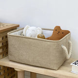 Popxstar New Linen Fabric Storage Basket Large Capacity，for Sorting and Organizing Miscellaneous Items Storage Baskets Woven Basket