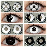 Popxstar  Cosplay Color Contact Lenses for Eyes Anime Eye Lens 1Pair White Black Lenses Contact Lenses Cosmetic Color Lens Eyes