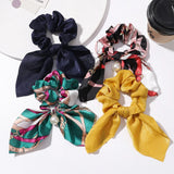 Popxstar 4Pcs/Lot Women Girls Chiffon Bowknot Silk Hair Scrunchies Set Pearl Ponytail Headband Hair Rope Headband Girls Hair Accessories