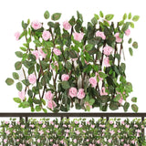 Popxstar Artificial Leaves Fence Rose Fence Privacy Screen Stretchable Faux Backdrop Vines Fence Decorative For Outdoor Garden Yard