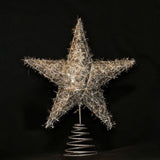 Creative 3D Glitter Star Christmas Trees Topper Hollow Light Up Xmas Tree Ornament Party Decoration Iron Glowing Tree Topper