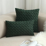 Fashion Car Backrest Cushion Cover Soft Faux Suede Home Decorative Navy Blue Pillow Cover Woven Pattern Green 45x45cm/30x50cm