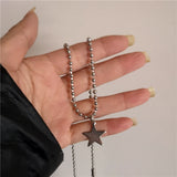 Popxstar Kpop Cool Punk Vintage Star Pendant Chains Necklace For Men Women Egirl Hip Hop 90s Grunge Aesthetic EMO Jewelry Y2k Accessories