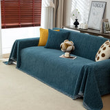 Popxstar  High-end sofa cover cloth is universal in all seasons, modern simple black sofa towel, a whole cover blanket