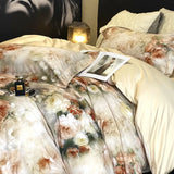 Popxstar  Vintage Green Botanical Flowers Duvet Cover Set 600TC Egyptian Cotton Luxury Soft Bedding Set Fitted Sheet Bed Sheet Pillowcases