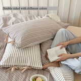 popxstar Double Sided Stripes Bow Pillow Case 48x74cm Soft Comfortable Covers Cotton Pillow Cover Pillow Sham for Beds Home Decoration