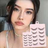 Popxstar 5 Pairs Of Natural Makeup Daily Makeup Cos Eyelashes Simulated Grafting Fish Tail Segmented Eyelash Facial Makeup Tool