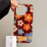 Phone Case For iPhone 16 15 14 13 12 11 Pro Max XS X XR 7 8 Plus SE Perforated Vortex Shell IND Retro Small Flower Cover