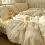 Popxstar  Class A double gauze bed four-piece set of girly heart lace lace sheets and quilt cover dormitory three-piece set
