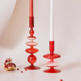 Popxstar Red Glass Candle Holders Taper Candle Stand Christmas Candle Holder Candlestick Holder Christmas Decor Green Glass