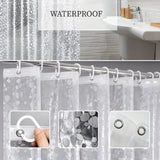 Popxstar Thick PEVA Clear Shower Curtain with 12Hooks Waterproof Bathtub Bathing Cover Mildewproof Modern Bathtub Partition Curtain
