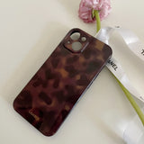 Retro Brown Amber Pattern Shockproof Protective Phone Cover Case for iPhone 17 16 15 14 13 12 11 Pro Max Plus Air