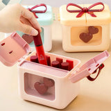 Popxstar  Dopamine Lipstick Storage Box with Lid Partition Rack Desktop Makeup Organizer Boxes Bow Cosmetic Storage Box Home Storage Gifts