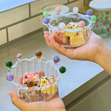 Popxstar Crown Bowl Salad Bowl Cute Bowl Fruit Plate Dish Glass Bowl Snack Candy Cake Bowl Ice Cream Cup Fruit Bowl Home Decor Storage