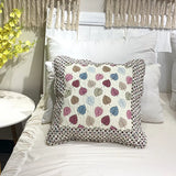 Soft Breathable 100% Cotton Patchwork Pillow Cover with Ruffled Edge Multi Functional Cushion Case for Sofa and Office Easy Care