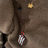 Popxstar Cute 3D Blue Brown Stripe Pattern Headphones Case For AirPods 1 2 3 4 With Lanyard Protective Shell Soft Cover For AirPods Pro 2