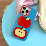 Popxstar  Korea Lovely Apple Funny DIY Red Nose Transparent Blue Soft Mobile Phone Protective Cover Case for iPhone 16 15 14 13 12 Pro Max