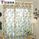 Pastoral Purple Floral Printing Curtain Bedroom Sheer Tulle Curtain For Living Room Kitchen Windows Tulle Drapes Cortina Rideaux