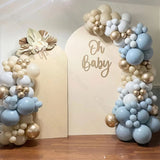 Popxstar  40Pcs Dusty Blue Balloons for Baby shower Boho Gray White Sand Chome Gold Dusty Blue Baby Shower Balloons for Boy Birthday Decor