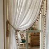 Cream French Romantic Lace Sheer Curtains for Living Room Translucent Privacy Window Drapes Veil Light Filtering Gauzes Tulle