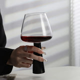 Popxstar  Retro Black Pillar Glass Simple Cool Round Glass Cups Creative Handmade Glass Wine Glasses  Champagne Mojito Cocktail Cups Gifts