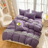 Ins floral print Bedding set knitted cotton Flat sheet set Four pieces duvet cover double layer-yarn 4Pcs lovely New Style