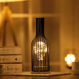 Popxstar  1PC Indoor Iron Wire Cage Design Night Light,Battery-Powered LED Lamp, Decorative Table Lighting for Bedroom, Living Room