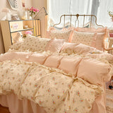 Popxstar room inspo ideas 3pcs 100% Cotton Duvet Cover Set (1*Duvet Cover + 2*Pillowcase, Without Core), Korean lace Bedding Set, Soft Comfortable