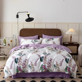 Popxstar  1000TC Egyptian Cotton Flowers Plant Prints Bedding Set Single Double Queen King Size Duvet cover Set Bed Sheet Pillowcases 4Pcs