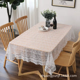 Lace Embroidered Round Tablecloth European Floral Tablecloth Simple Solid-color Coffee Table Cloth TV Cabinet Dust Cover Towel