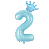Popxstar  40inch Pastel Light Blue Pink Foil Number Balloon With Crown 1 2 3 4 5 6 Boy Girl Birthday Party Baby Shower Wedding Decoration