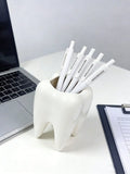 1pc Creative Tooth Shaped Pen Holder, Unique White Tooth Design, Suitable For Dental/Dentist Small Gifts, Home Office Desktop Organizer And Makeup Brush Holder, Also Can Be Used For Bathroom Toothbrush Storage Office Desk Acc