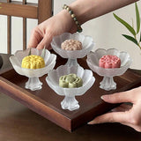 Popxstar  LotusShaped Transparent Dessert Dish Bowl Chinese Aesthetic Tableware Home Kitchen Dessert Fruit Highfooted Tray Tea Tasting Cup