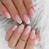Popxstar 24pcs Gradient Fake Nails French Ballerina Nail Waterproof Faux Medium Coffin false nails Fingernails Press on Nails Tips