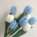 Popxstar Hand Woven Tulip Crochet Flower Diy Hand-knitted Flower Bouquet Wedding Party Decoration Home Table Decoration Festival Gifts