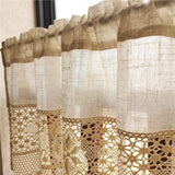 Popxstar Retro Tassels Short Curtains For Kitchen Beige Cotton Linen Lace Half Tulle Curtain Wine Cabinet Door Christmas Decor Curtain