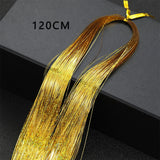 Popxstar Shiny Threads Glitter Hair Tinsel Kit Gold Silk Hair Glitter String Extensions Accessories for Women Headdress
