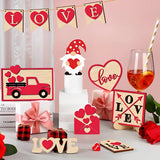 Popxstar Valentine's Day Tiered Tray Decor Delicate Wooden Valentine Tabletop Decor Reusable Valentine Tray Decoration for Tabletop Party