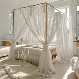 Romantic Lace Princess Palace Mosquito Net Without Frame Romantic Three-door White Bed Curtain Home Decor No Bracket 150*200cm