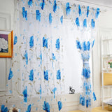 Popxstar Floral Tulle Curtains For Living Room White Sheer Curtains For Bedroom Door Short Kitchen Window Curtains Drapes decoration
