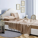 Popxstar Luxury Satin Fabric Queen Size Bed Sheets Set King High Quality Fitted Sheet Flat Sheet Pillowcase Solid Bed Set Bedsheet Sets